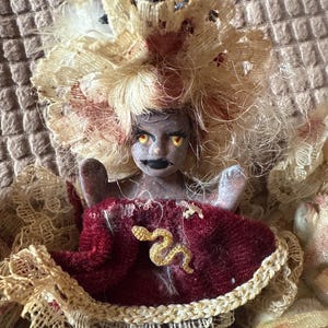 2” Mini Sitting Halloween Doll in Velvet Dress