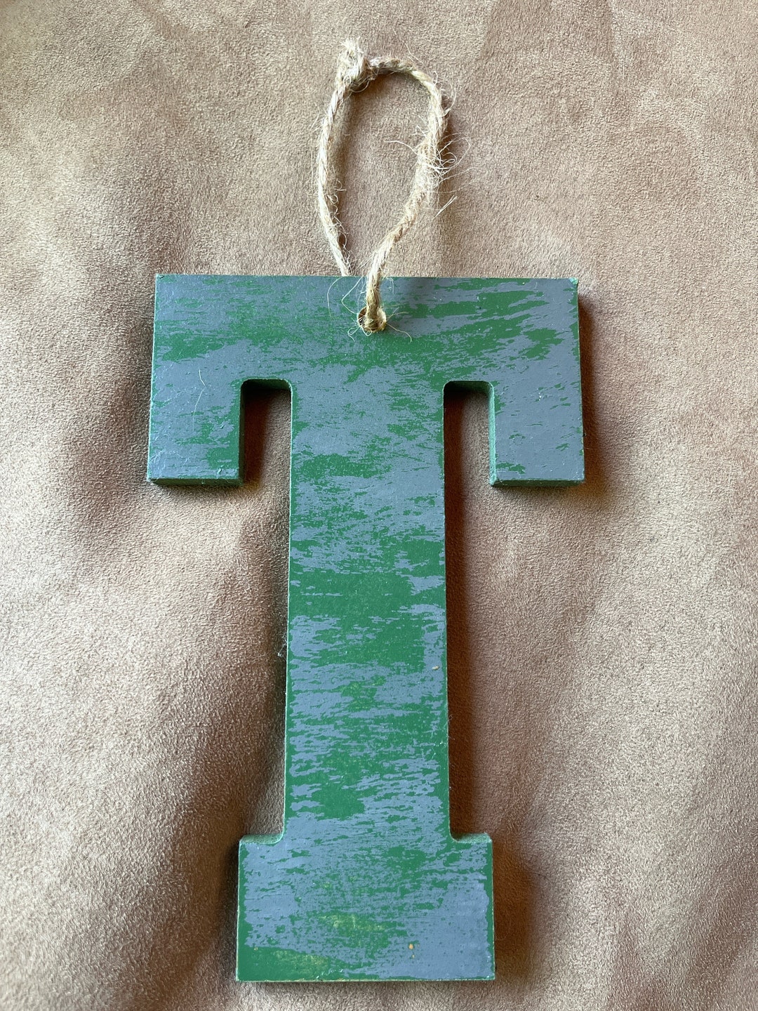8” Letter “T”, Shabby Chic, Chippy Paint, Distressed Green/gray - Etsy