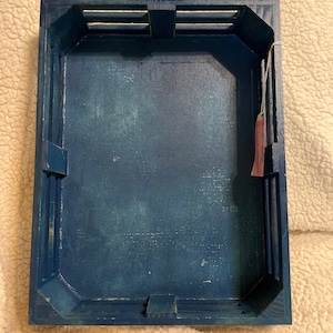 14” Rectangular Crate, Shabby Chic, Distressed Blue
