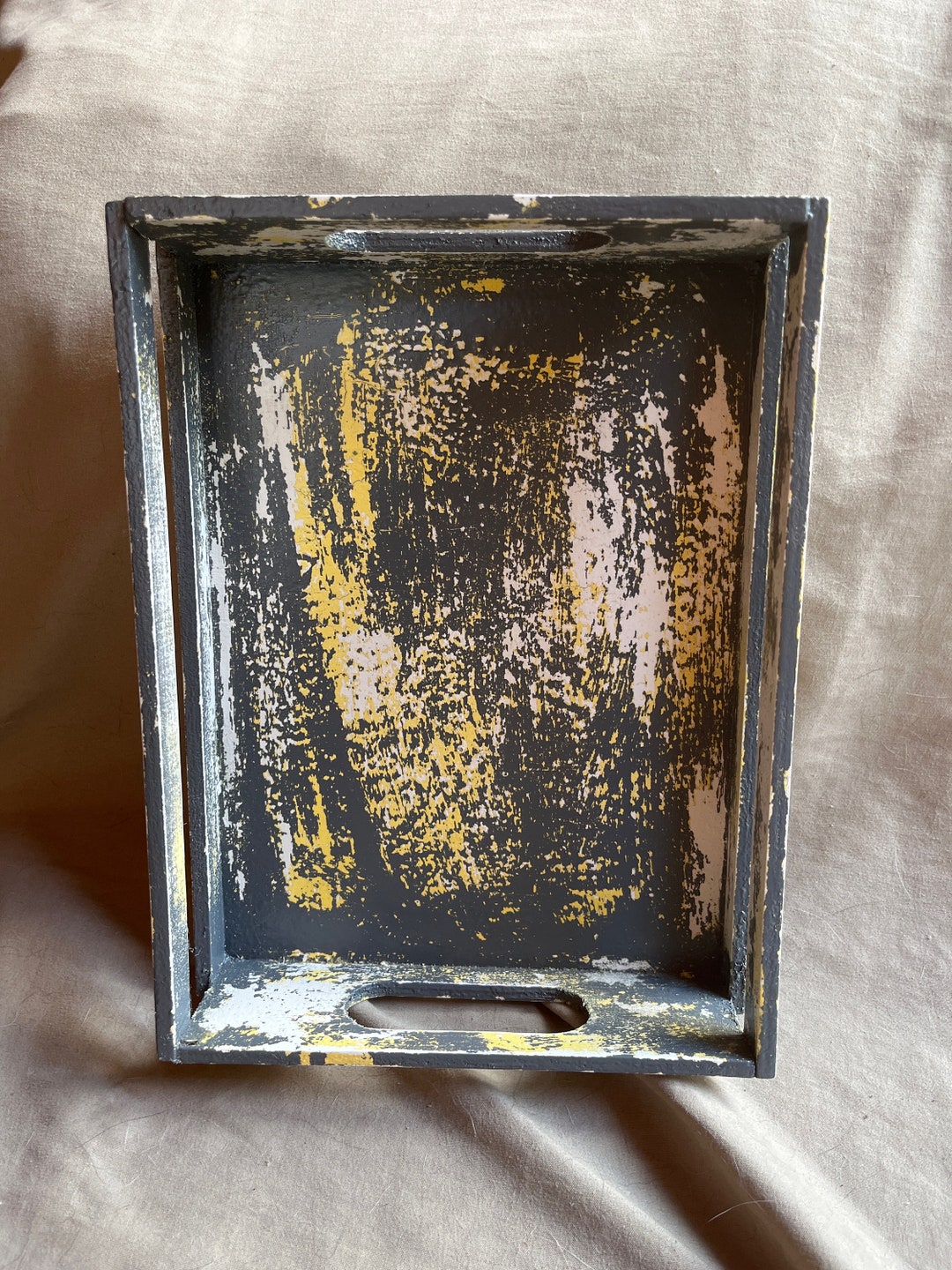 10.5” Side Slated Rectangular Crate, Shabby Chic, Distressed Gray ...