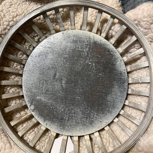 12.5” Round Slated Bowl, Shabby Chic, Distressed White/Gray