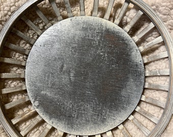 12.5” Round Slated Bowl, Shabby Chic, Distressed White/Gray