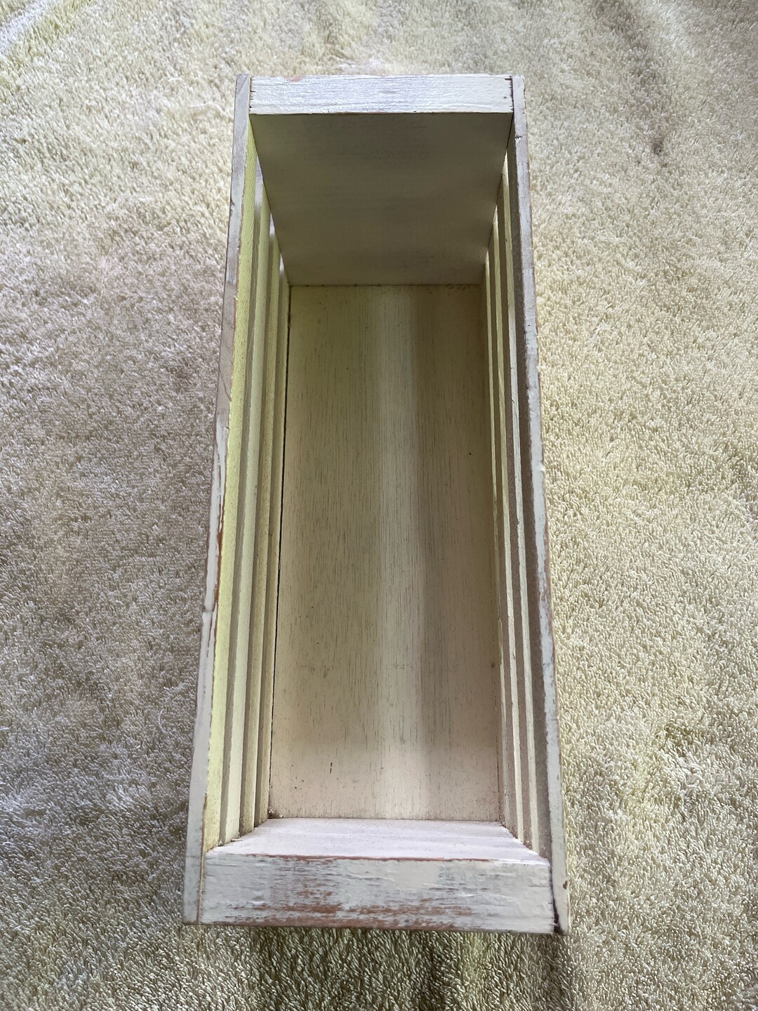 12” X 4.5” X 5” Rectangular Wood Slated Crate, Shabby Chic, Distressed ...