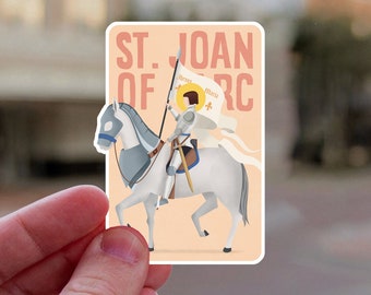 St. Joan of Arc Sticker – Catholic Saint Sticker, Inspirational Faith Gift, Baptism and Confirmation Gift