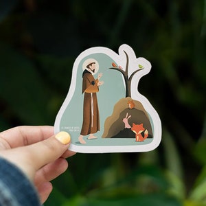 St. Francis of Assisi Sticker - Patron Saint of Environment and Animal, Catholic Vinyl Sticker, Baptism and Confirmation Gift