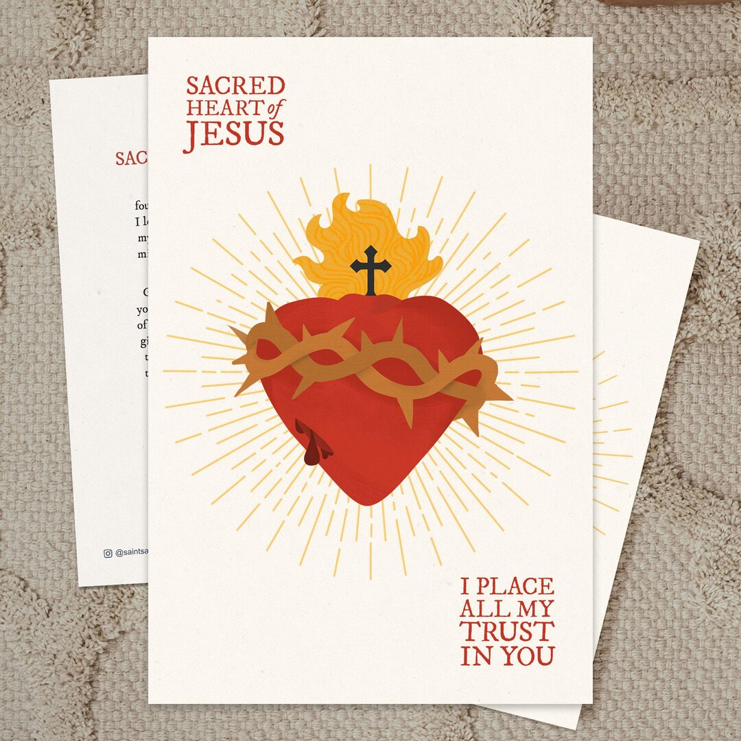 Prayer to Sacred Heart of Jesus 4x6 Holy Prayer Card - Etsy