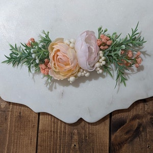 Faux Flower Hair Comb, Low Profile, Creme Rose & Lambs Ear, Bride, Wedding, Bridesmaid