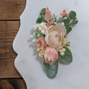 Wedding Flower Hair Comb, Low Profile, Creme Rose & Lambs Ear, Bride, Bridesmaid