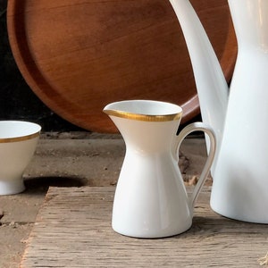 Rosenthal Creamer with Gilt Edge German Porcelain Milk Jug by Raymond Loewy Mid Century Classic White Design Model 2000 Pattern 3680