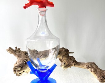 Daum France Trapani Postmodern Glass Decanter Ocean Life Yatch Decor
