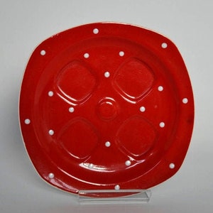 Rot Midwinter Domino Polkadot 1950er Jahre Eierbecher Tablett Vintage China Tea Party Made in England Rockabilly Geschirr Selten
