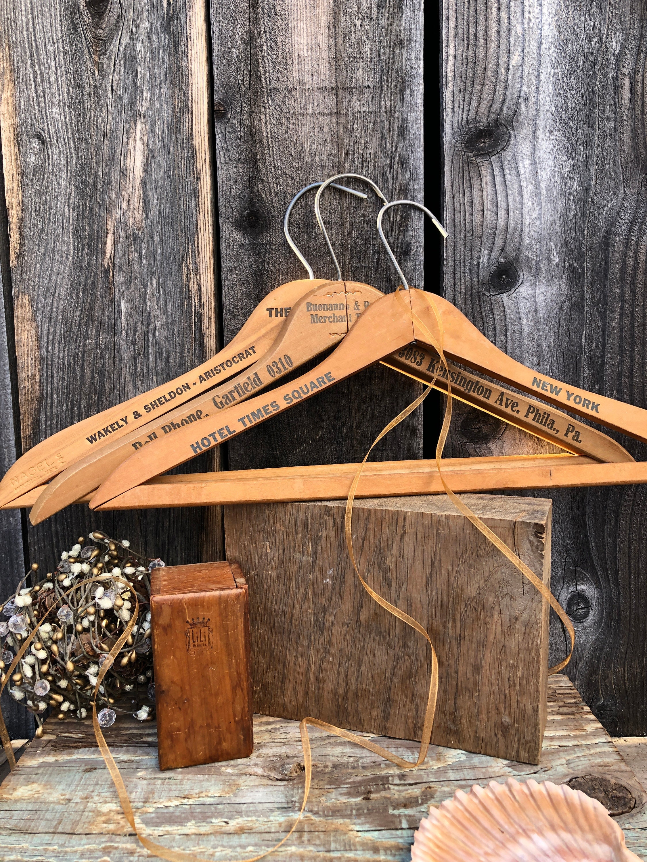 5pcs Black Wooden Suit Hangers with Precisely Cut Notches &