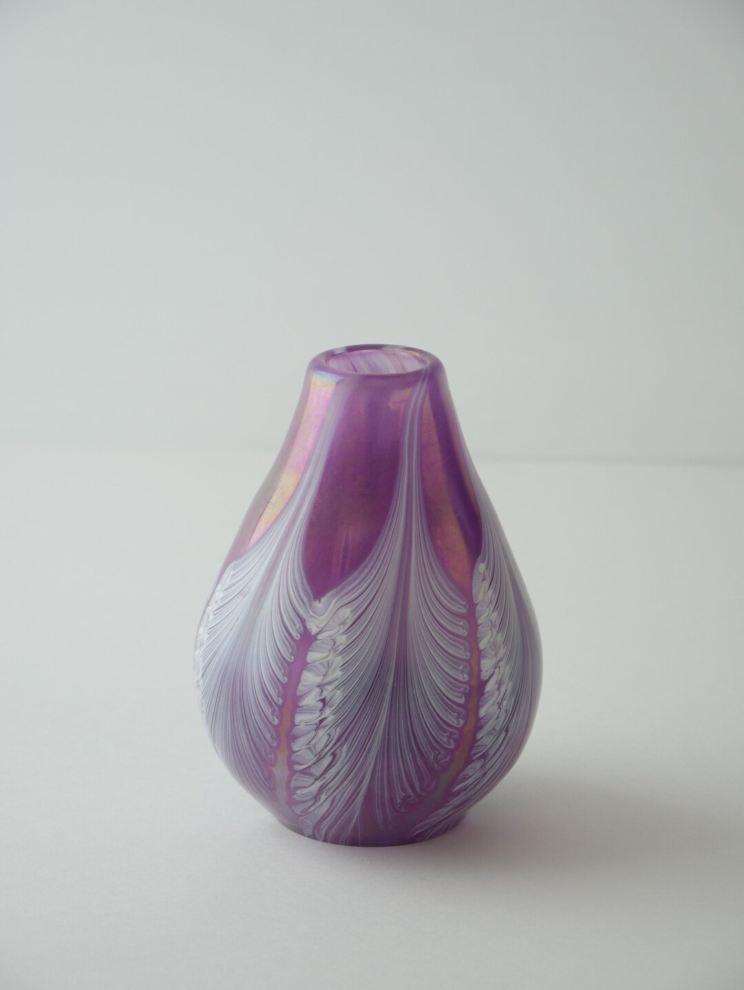 Evan Chambers Vase Art, Glass Lustre, Pavonine Glass, Iridescent Lilac