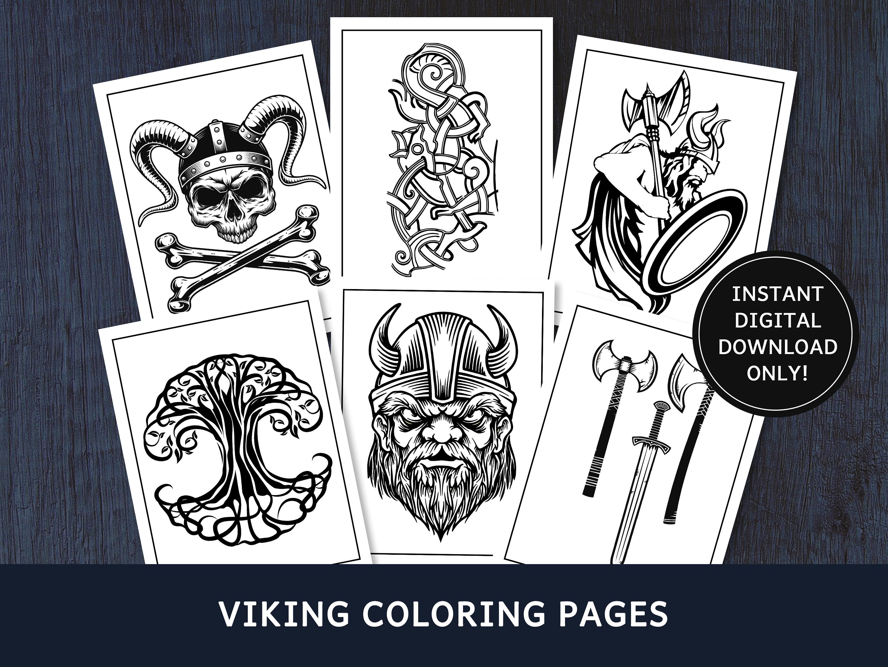 Viking Coloring Pages For Adults Norse Mythology Coloring | Etsy