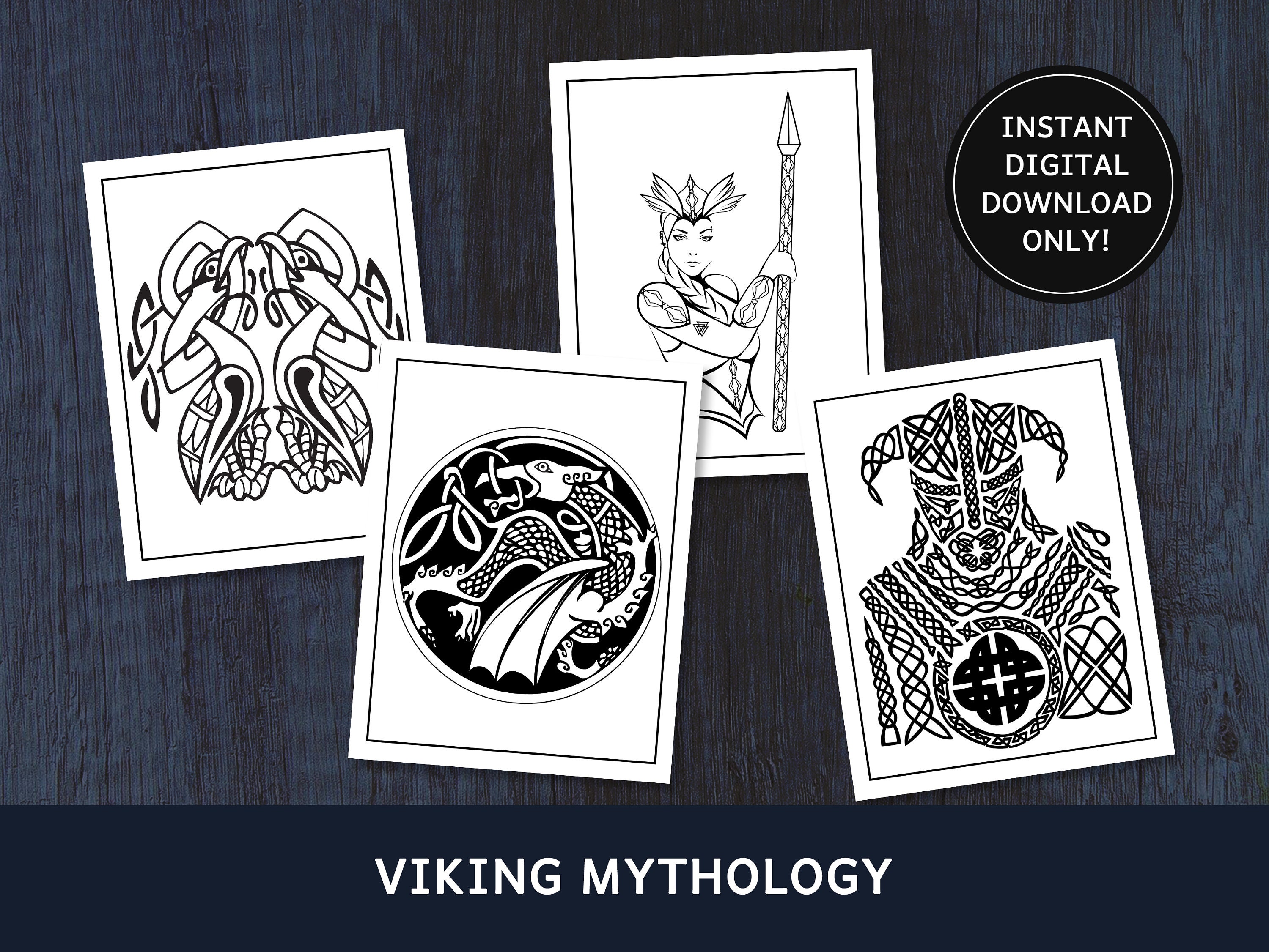 Viking Coloring Pages For Adults Norse Mythology Coloring | Etsy