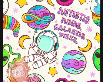 Autistic Minds, Galactic Vibes Seamless File | ivory