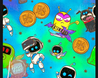 Astro B. Video Game Seamless File | green and blue