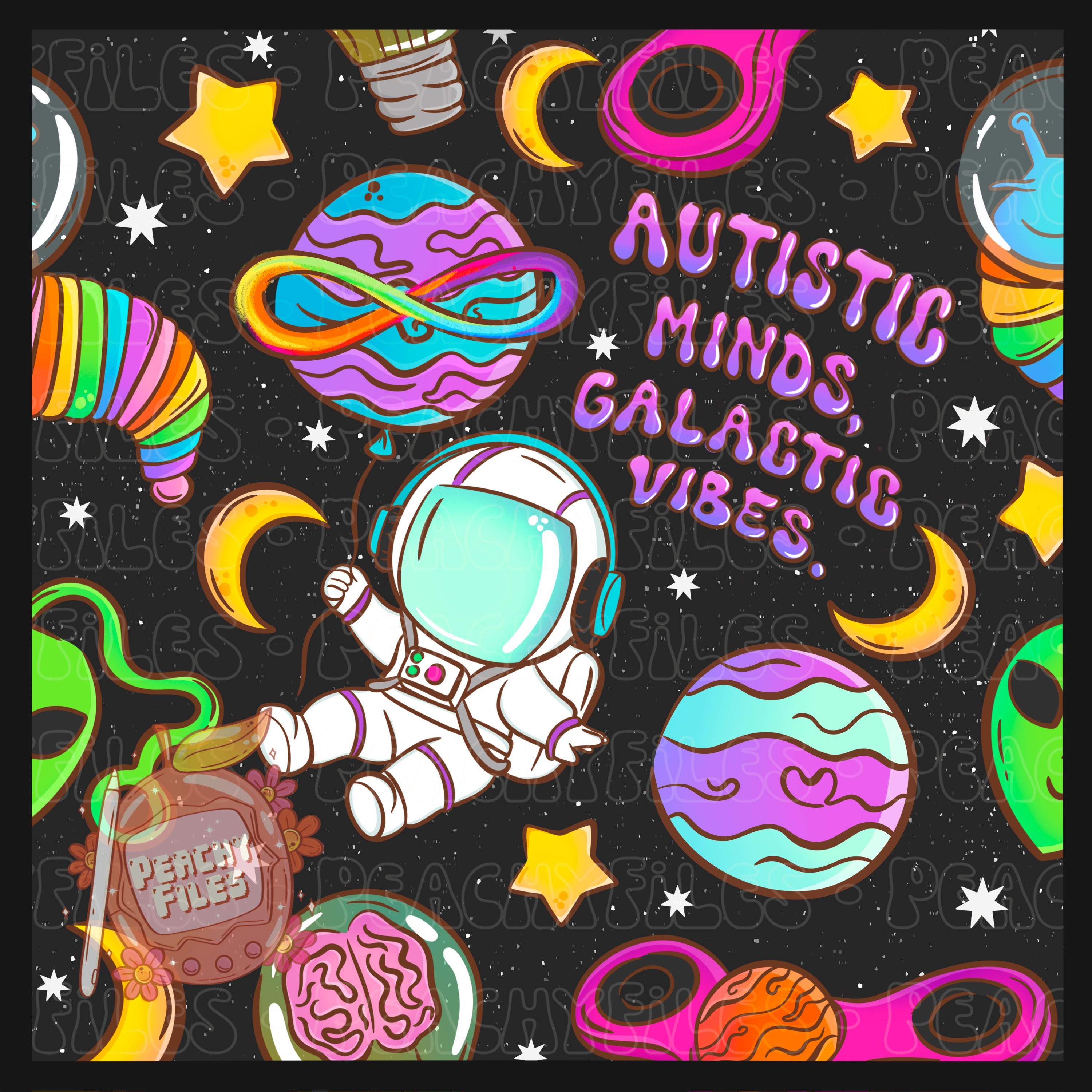 Autistic Minds, Galactic Vibes Seamless File | black