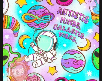 Autistic Minds, Galactic Vibes Seamless File | blue