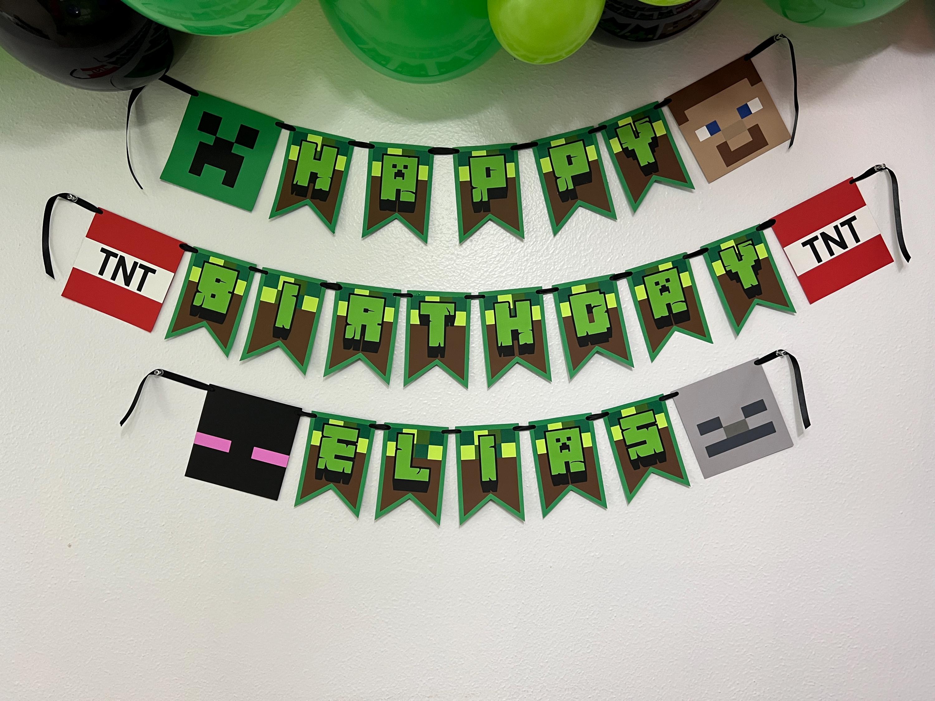 Pixel party birthday banner, mine craft birthday banner, gamer birthday banner, birthday banner