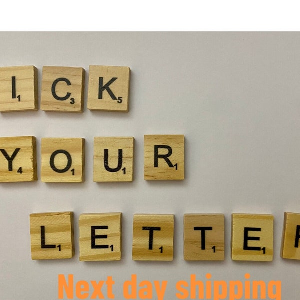 Scrabble letters by piece, individual wood crossword tiles