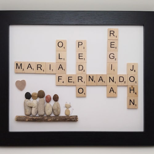 Scrabble Family Pebble Art Personalized Family Wall Art Etsy