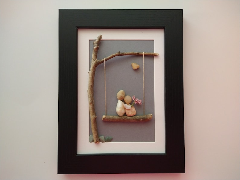 Love pebble art romantic pebble art couple scene love black