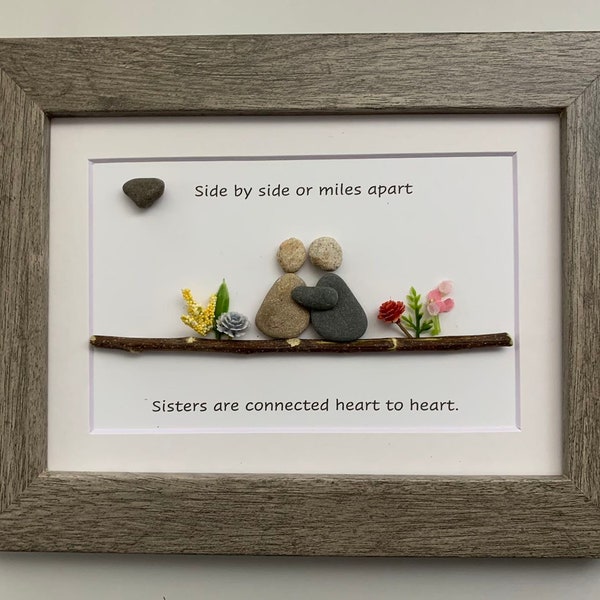 Sister pebble art, sisterhood pebble art,  gift for friends, sister gift for sister, friendship pebble art