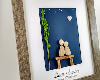 Personalized 30th Anniversary Pebble Art, Pearl Anniversary Gift