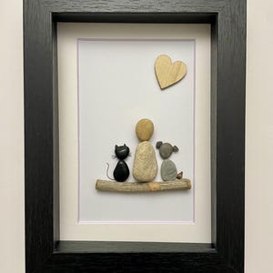 Personalized Pebble Art Pet Portrait - Custom Cat & Dog Mom Gift