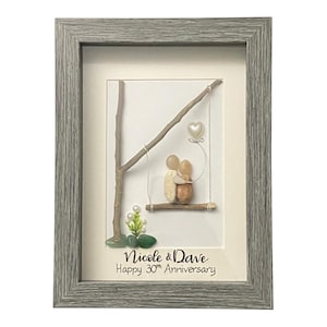 Personalized 30th Anniversary Pebble Art - Stone Family Portrait