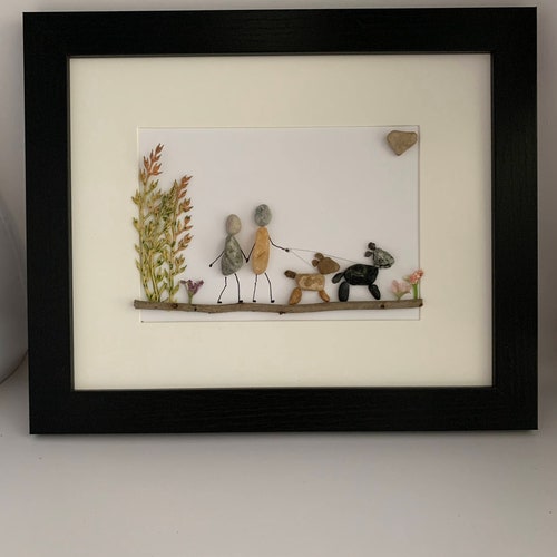 Pareja de arte con piedras y perros: Regalo personalizado para amantes de las mascotas