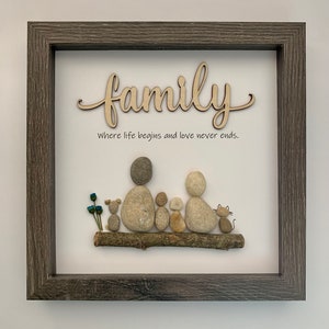 Personalized Pebble Art Family Portrait - New Home Gift