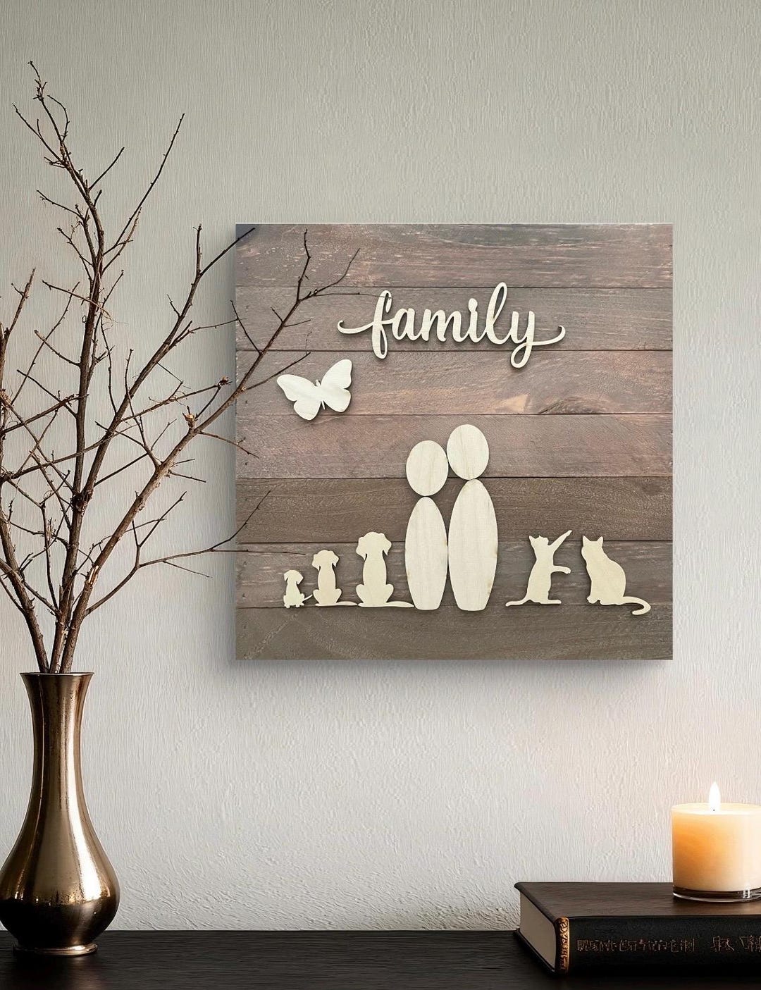 Family Portrait Custom Wood Art 12x12 - Etsy