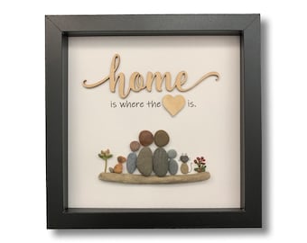 Personalized Pebble Art Family Portrait: New Home Gift