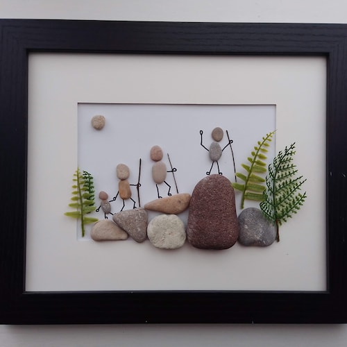 Pebble Art Hiking Family: Personalized Stone Picture Frame - Etsy