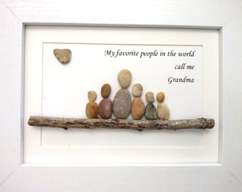 Grandparent pebble art, personalized gift for grandparents, customizable gift, grandchildren pebble art, Pebble art grandparent