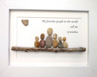 Grandparent pebble art, personalized gift for grandparents, customizable gift, grandchildren pebble art, Pebble art grandparent