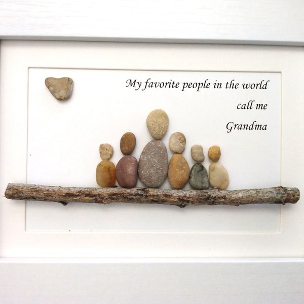 Grandparent pebble art, personalized gift for grandparents, customizable gift, grandchildren pebble art, Pebble art grandparent