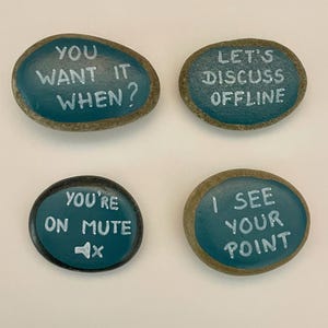 Funny Painted Rock Push Pins or Magnets: Office, School, Home - Set of 4