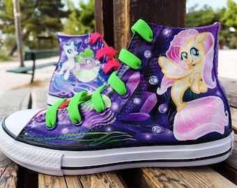 Custom / Handpainted Sneakers / Converse / All Star / Handpainted Shoes / Custom Sneakers / My little pony shoes / Seaponies and mermares