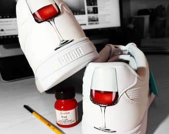 Custom / Handpainted Sneakers/ Custom-made wine sneakers