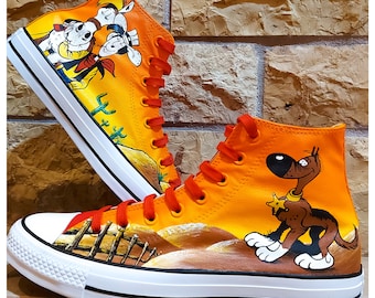 Custom /Handpainted Lucky Luke Converse - All Star / Handpainted Shoes / Custom-made Sneakers / Unique