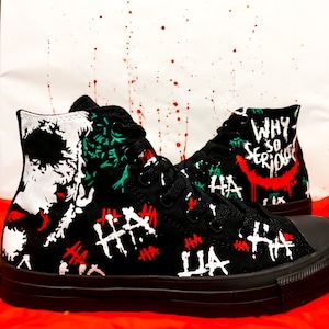 Custom /Handpainted Joker/Why so serious Converse-All Star Shoes/ Made-to-order/ Gift ideas/ Sneakers