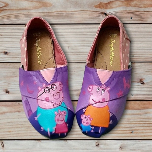 Custom / Handpainted Shoes/ Peppa the pig/ Peppa's Family/Espadrilles /Custom-made shoes /made-to-order/Gift ideas/Kid's shoes/Adult's shoes