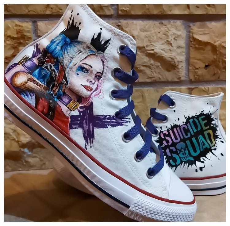 Suicide Squad, Joker, Harley Quinn, Custom Made Canvas Shoes