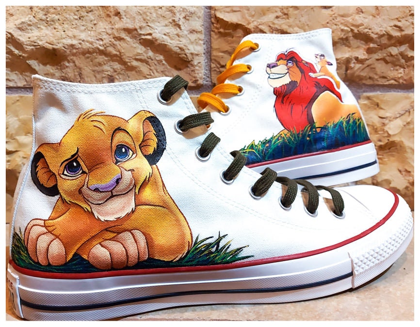 Fraseología secundario oficial Custom /Handpainted Lion King Converse-All Star Shoes/ Simba & - Etsy México