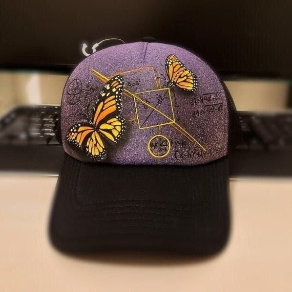 Hand painted butterfly hat Hand-painted Hat from Mexico - Butterflies - White  main image 3