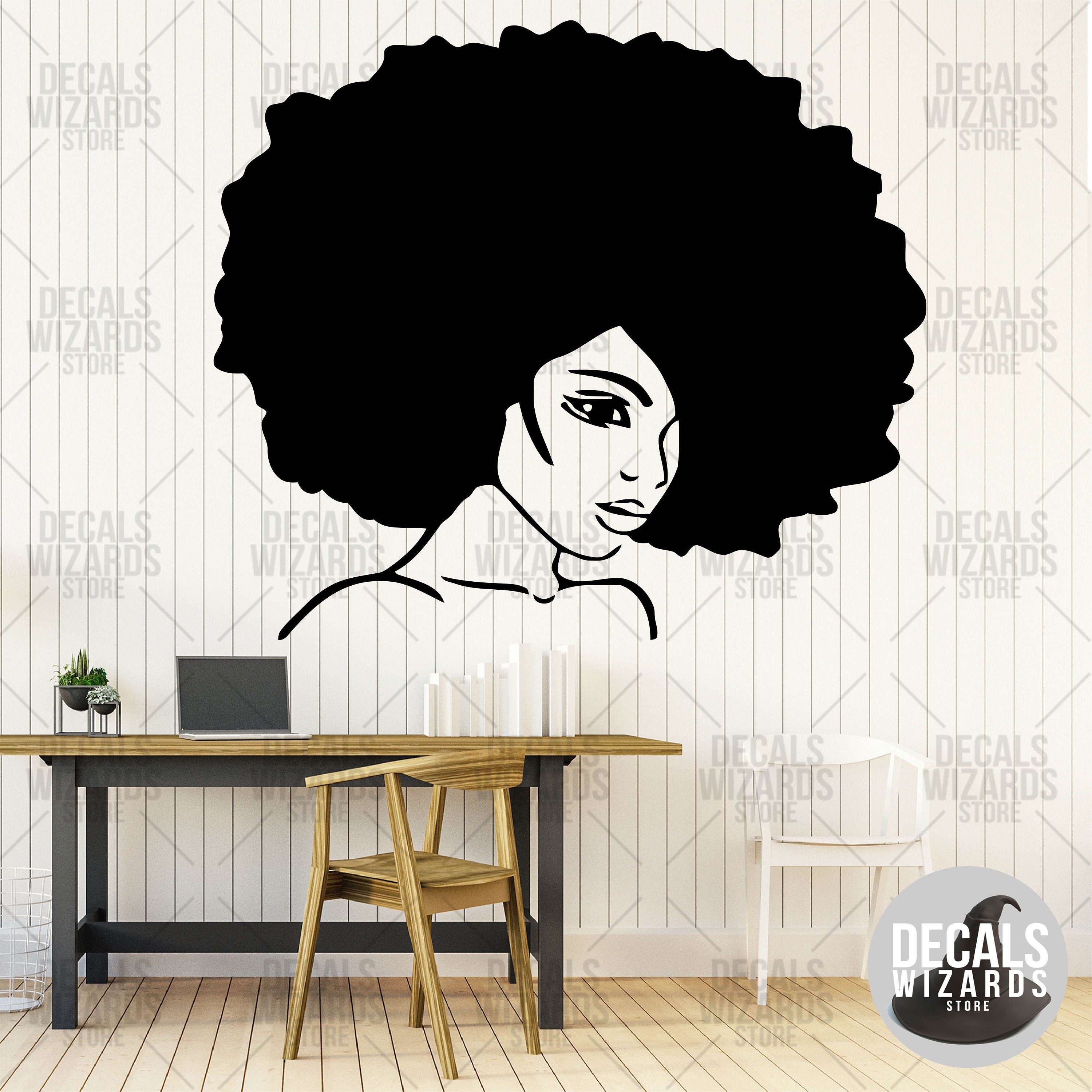 Afro American Woman Decal Black Girl Wall Decal Stickers Etsy