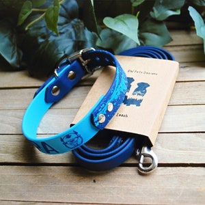 Custom Two-Tone Splatter Biothane Collar and Leash Combo - Waterproof, Vegan Leather, Adjustable, Durable, Easy to Clean